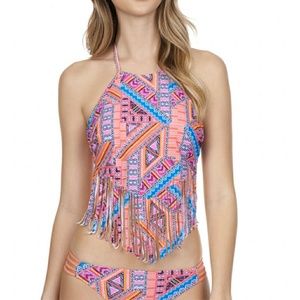 Aztec Geometric Fringe Bikini Swimsuit Halter Top